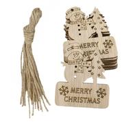 iplusmile 20 Pièces Pendentifs en Bois Creux Soi-même, Objets D'art en Bois, Bonhomme de Neige et Arbre, Beige, Décorations à Suspendre, Peignables, Thème Noël, Hiver