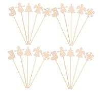 iplusmile 20 Pièces Unfinished Angel Snowflake Christmas Tree Snowman Sticks for Holiday Party Decorations and Role Play Accessories