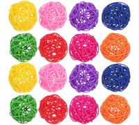 iplusmile 20Pcs Formation Perroquets Et Sepaktakraw Finch Partie Rotin Couleur Ara Calopsitte Oiseaux Oiseau Hasard Mâcher Balle pour Animaux De Compagnie Mariage Perroquet Boules