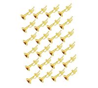 iplusmile 24 pièces Lot de Mini Trompettes Décoratives Dorées Durables Accessoires de Jeu Musical et Décorations DIY Réalistes pour Garçon Fille et Loisirs Créatifs