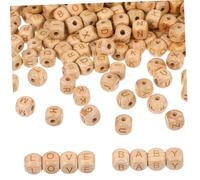 iplusmile 260 Pièces Perles Lettres Hêtre Cubes Naturel Lettres Alphabet pour Fabrication Bijoux DIY Bracelets Colliers Artisanat
