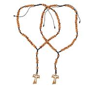 iplusmile 2pièces Collier Croix Bois Naturel Pendentif Avec Chapelet Bijoux Pour Femme Homme Décoration Religieuse Voiture