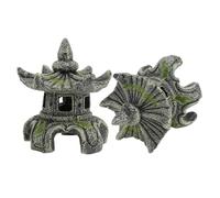 iplusmile 2pièces Décorations Résine pour Aquarium Maisonnette pour Poissons Et Crevettes Abri De Grotte Décorative Sculpture De Pagode De Style Asiatique Cachette pour Poissons