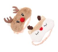 iplusmile 2pièces Masque de Sommeil Peluche Lot Forme de Renne de Noël Confortable pour Peau pour Voyages Maison Hôtel