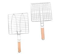 iplusmile 2pièces Panier à Poisson Inoxydable pour Barbecue Filets De Cuisine Pratique avec Poignée Ergonomique Ustensiles pour Grillades