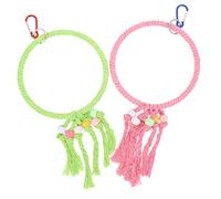 iplusmile 2pièces Perchoir Balançoire Corde Coton pour Oiseaux Suspendu Colorées Et Vert Jouet Amusant pour Perroquets Calopsittes Et Conures Installation Facile Stimule Mastication Et