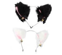 iplusmile 2pièces Serre-tête Oreilles De Chat Pour Cosplay Décorations De Fête Accessoire De Coiffure Créatif Noir Et Blanc