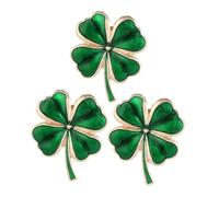 iplusmile 3 pièces Broche Trèfle Quatre Verte et Émail Accessoire Chanceux pour Femmes et Filles pour Fêtes et Tenues Quotidiennes