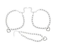 iplusmile 3 Pièces Collier pour Petits Chiens et avec Perles Imitation et Pendentif Cœur Ajustable et Confortable pour Mariages et