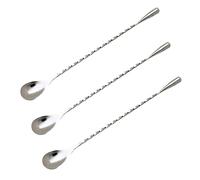 iplusmile 3 Pièces Cuillère à Cocktail Acier Inoxydable Mélangeur Long Manche Cuillères pour Bar Café Thé et Desserts Réutilisables et Résistantes Corrosion