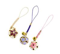 iplusmile 3 pièces DIY Enamel Metal Cherry Blossom Bell Accessories with Ropes Creative Phone Lanyards and Phone Decorations for for Birthday Deco and Jewelry