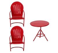 iplusmile 3 Pièces Ensemble de Meubles Miniatures Léger Rouge en Fer Table et Chaises et Rustique pour Poupées pour Dômes en Verre et Vitrines