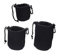 iplusmile 3 pièces Étui Néoprène pour Objectifs Appareil Photo Lot de Souples avec Cordon Serrage Protection Étanche Poussière et Chocs pour Voyage et Photographie Extérieure