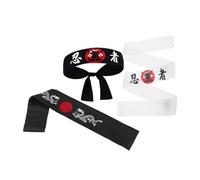 iplusmile 3 pièces Lot de Bandeaux Ninjas Japonais Bushido pour Karaté et Costume Chef Sushi Design Confortable pour Cosplay Martial et Fêtes à Thème