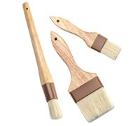 iplusmile 3 pièces Lot de Pinceaux Badigeonnage Barbecue et Pâtisserie Manche Bois Brosse Poils de Sanglier pour Cuisson Barbecue Fourneau et Boulangerie