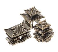 iplusmile 3 Pièces Ornement de Pagode Japonaise en Laiton Doré, Décor Zen Compact pour Jardin Intérieur, Lanterne Traditionnelle Minimaliste pour Aquarium et Espace Zen
