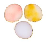 iplusmile 3 pièces Palette de Mélange pour Nail Design Résine avec Bord Doré Blanc Laiteux Jaune Rose pour Mixage Précis et Portable Outil Résistant pour Nail Art Professionnel