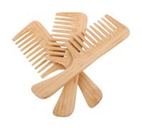 iplusmile 3 Pièces Peigne à Dents Larges Bambou avec Manche Démêlant Doux pour Cheveux Bouclés Épais et Mouillés Peigne Large pour Perruques et Usage Domestique