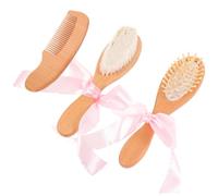 iplusmile 3 pièces Peigne Bois pour Cheveux Fins et Brosse Massage Douce Petite Compacte Ensemble Soins Naissance et Coiffage Naturel