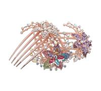 iplusmile 3 Pièces Peignes à Cheveux Coréens pour Filles Accessoires Floraux Colorés Épingles Latérales Légères pour Mariage Fête et Occasions Spéciales