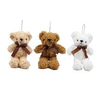 iplusmile 3 pièces Porte Clés Peluche Ours Lot de Pendentifs Décoratifs Peluche Douce pour Sac à Dos Porte Clés ou Déco Miniature Coton PP Assortiment Marron et Jaune Foncé