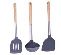 iplusmile 3 pièces Set de Ustensiles de Cuisine Silicone Antidérapants Spatule Louche et Écumoire Résistants Chaleur pour Maison et Restaurant