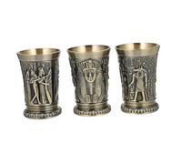 iplusmile 3 Pièces Set de Verres à Shot Vintage Style Égyptien avec Totem Ancien Verre à Whisky Robuste et Élégant pour Cocktails Design Poli et Décoratif pour Usage Domestique