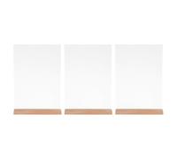 iplusmile 3 Pièces Support Porte-menu Transparent Acrylique avec Base Bois Porte-affiche Incliné Présentoir de Table pour Restaurants Boutiques et Événements