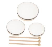 iplusmile 3 pièces Tambourins à Main Bois Set Instruments de Percussion Durables pour Éducation et Performance Tambourins Portables pour Adultes et Garçon Fille