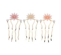 iplusmile 3 Pièces U-shaped Bridal Hairpins Vintage Metal Flower Hair Sticks Oriental Updo Accessories For Classical Hairstyles
