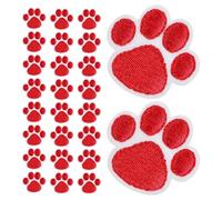 iplusmile 30 Pièces Appliques de vêtements autocollants patchs brodés chien patchs chenille fer sur chien vêtements avec à empreintes de pattes autocollant de dessin animé Red