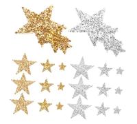 iplusmile 30 pièces Écussons Thermocollants Étoile Pailletée Pentagramme Décoratifs pour Vêtements DIY Patchs Scintillants Argentés et Dorés pour Chaussures Sacs Chapeaux