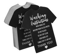 iplusmile 300 Fiches D’Instructions de Lavage pour Vêtements en Tissu Étiquettes Lavables Noires Format T-Shirt Pack de 6 X 50 Unités - Guide de Lavage Solide pour Boutique et Usage