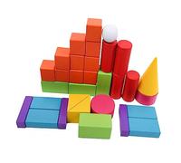 iplusmile 32 pièces Modèles Bois Solides Géométriques Montessori Jouets Éducatifs Mathématiques pour École Reconnaissance des Formes et Mesures