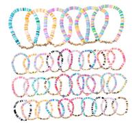 iplusmile 36 pièces Bohemian Beaded Bracelets Set For Women And Lightweight Polymer Clay Wrist Jewelry With Unique Chic Design Beach Accessory