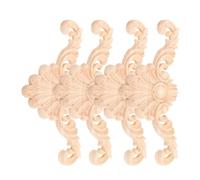 iplusmile 4 pièces Applique Bois Sculpté Main pour Meuble Décor Classique Européen Décoration Meuble et Porte Armoire Vintage