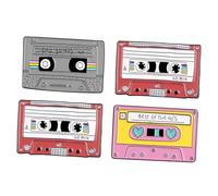 iplusmile 4 pièces Broche Cassette Rétro Créative Épingles Corsage Cartoon Vintage Accessoires Décoratifs pour Vêtements Femme