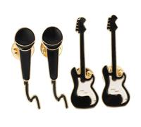 iplusmile 4 pièces Broche Guitare et Microphone Alliage Set de Épingles Décoratives pour Vêtements Sacs et Accessoires Style Rock Cadeau Mode Unisexe