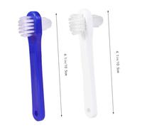 iplusmile 4 pièces Brosse Dentier Double Tête Nettoyant Prothèse Dentaire avec Poils Nylon Ferme Manche Antidérapant pour Nettoyage et Délicat des Fausses Dents Portable Blanc et Bleu
