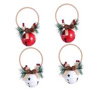 iplusmile 4 Pièces Clochettes de Noël Décorations Suspendues pour Sapin Accessoires Festifs Métalliques Rouges et Blancs Ornements pour Maison et Vitrines