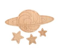 iplusmile 4 Pièces Décorations De Fête du Système Solaire Étoile Décorations D'astronautes Décoration De La Lune Décor De Chambre Bleu Clair De Lune Planète Stickers Cosmos Beige en Bois