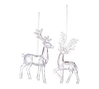 iplusmile 4 Pièces Décorations Transparentes Acrylique pour Sapin de Noël Ornements Petits Rennes Légers et Solides Suspendus pour Cheminée Fenêtre et Centre de Fête