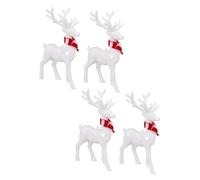 iplusmile 4 pièces Figurines de Renne de Noël Acrylique Transparentes Décorations de Table Élégantes avec Écharpe Blanche Ornements Légers et Brillants pour Fête de Noël et Centre de Table