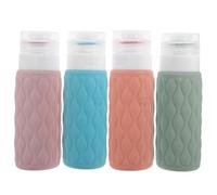 iplusmile 4 Pièces Flacons de Voyage Silicone pour Shampoing et Lotion Lot de Contenants de Toilette de Voyage Vides pour Déplacements
