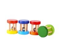 iplusmile 4 Pièces Hochet Bois pour Garçon Fille Sensoriel Déveil Stimule Laudition Motricité des Tout Petits Sécurité Optimale Couleurs Aléatoires Couleur Aléatoire