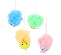 iplusmile 4 pièces Lot de Balles de Bain Garçon Fille Formes Animaux Mignons Gommage Doux Corps Exfoliation Sans Irritation Couleurs Assorties Nettoyage et Douceur pour Peau Sensible