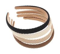 iplusmile 4 pièces Lot de Bandeaux Vage Visage Tissu Tricoté Doux et Extensible Serre-tête Confortable pour Soins Peau Maquillage et Spa Couleurs Assorties Beige Marron Kaki Noir