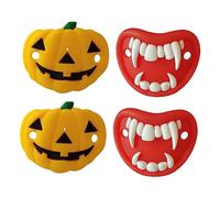 iplusmile 4 pièces Lot de Tétines de Dentition Halloween pour Pacifiers Citrouille et Vampire Jouets Mordeurs Sûrs pour Bébés Cadeau pour Fête