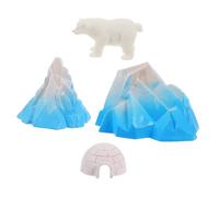 iplusmile 4 pièces Mini Igloo Model Set with Realistic Polar Bear Figurines Mini Iceberg Figures for Micro Landscape Decoration Detailed Arctic House Diorama for and Collectors