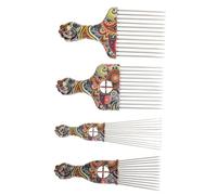 iplusmile 4 pièces Peigne Afro Inoxydable Lot de Démêlant Large Dents Outil Coiffure Antistatique pour Cheveux Courts et Longs Accessoires Cheveux Femme